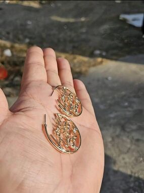 Gold Script Hoop Earrings - Women Jewelry